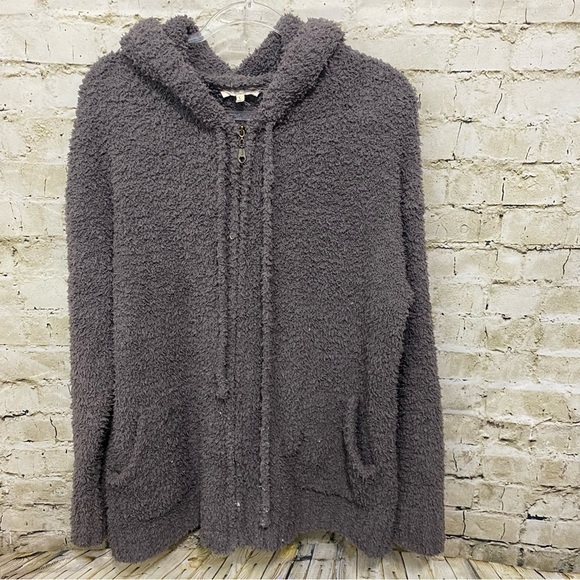 Easel Gray Eyelash Soft Zip Up Hoodie Oversized Jacket - Picture 1 of 5